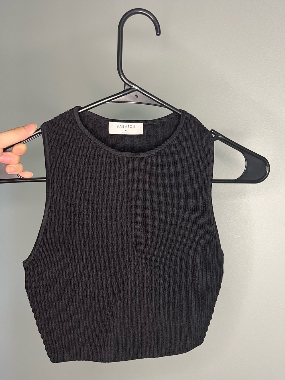 Babaton Black Ribbed Tank Top